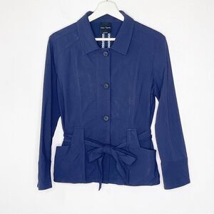 Eden Society Holly navy blue stretch sport jacket with tie waist - S